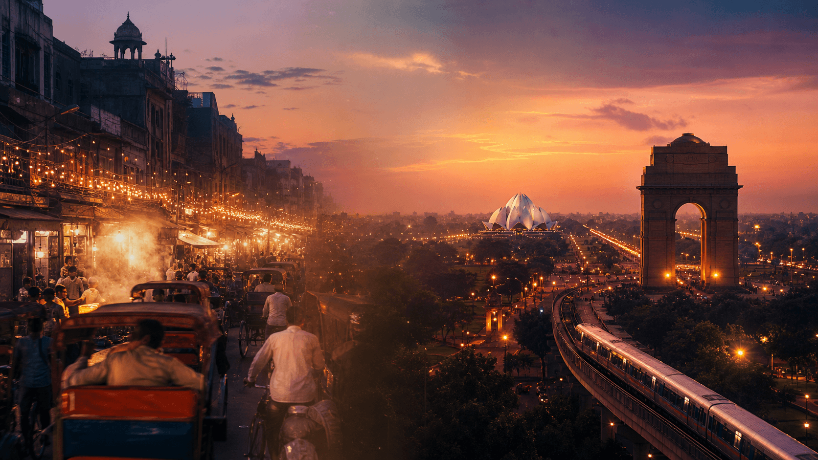 Delhi skyline and historic landmarks — 2 days in Delhi itinerary